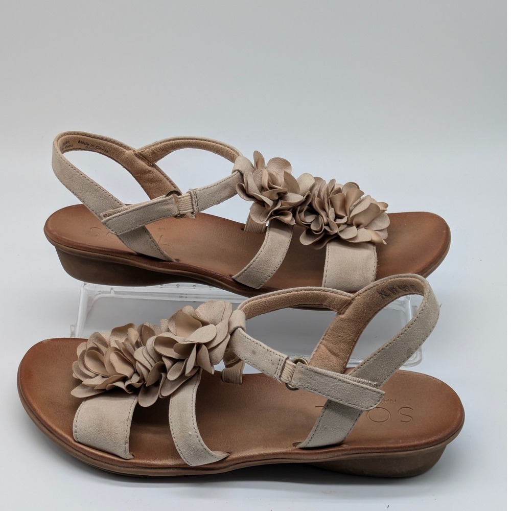 Soul Naturalizer Floral Sandals Women's 8.5W Beige Comfort Slingback Shoes